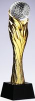 A68422 Golf Design-Trophäe mit Kristallglas-Sockel | 30,0 cm