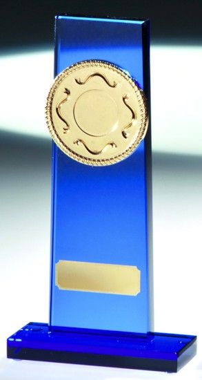 A66558 Blauglas-Trophäe mit Metallfassung | 19,0 cm