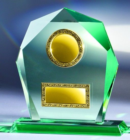A67251 Jade-Glaspokal mit Metallfassung | 22,0 cm