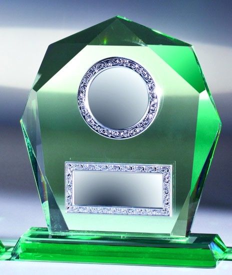 A67255 Jade-Glaspokal mit Metallfassung | 20,0 cm
