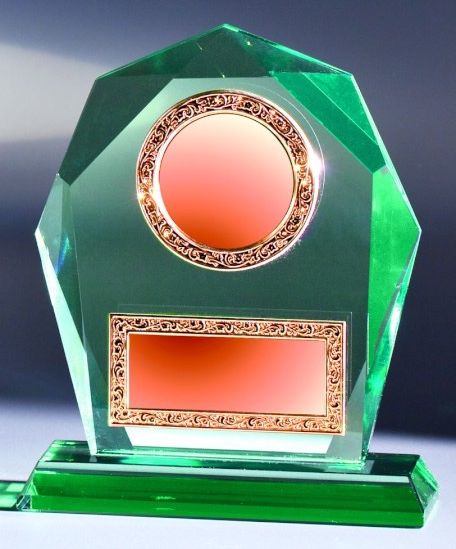 A67259 Jade-Glaspokal mit Metallfassung | 18,0 cm