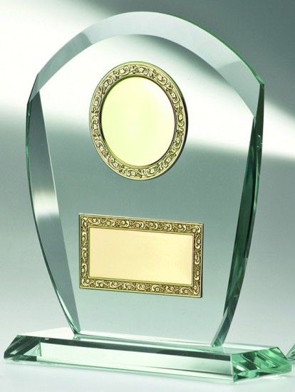 A66992 Jade-Glaspokal mit Metallfassung  | 20,0 cm
