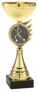 2000FG034 Läuferin Pokal mit Kunstharzmotiv inkl. Gravur | Serie 5 Stck.