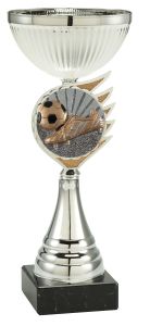 2001FG028 Fussball Pokal mit Kunstharzmotiv inkl. Gravur | Serie 5 Stck.