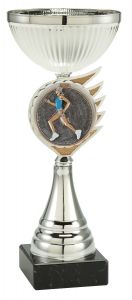 2001FG034 Läuferin Pokal mit Kunstharzmotiv inkl. Gravur | Serie 5 Stck.