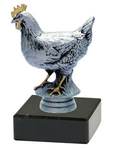 M34300 Huhn - Kleintierzucht Pokal-Figur mit Marmorsockel inkl. Beschriftung | 12,3 cm