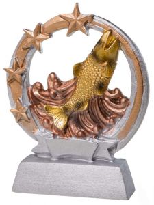 39276 Angler - Fisch Pokalfigur inkl. Beschriftung | 12,5 cm