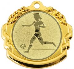 9360.220 Damenfussball Medaille 70 mm Ø inkl. Band / Kordel | montiert
