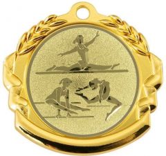 9360.297 Geräteturnerin - Mehrkampf Medaille 70 mm Ø inkl. Band / Kordel | montiert
