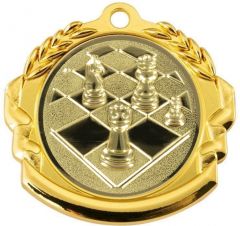9360.013 Schach Medaille 70 mm Ø mit 3D Motiv inkl. Band / Kordel | montiert