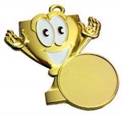 A9146 Kinder - Bambini Medaille 42x46 mm inkl. Emblem u. Kordel / Band | montiert