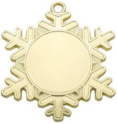 D47 Schneekristall Medaille 50x57 mm inkl. Emblem u. Kordel / Band | montiert