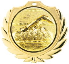  D78-3D Schwimmer Medaille 70 mm Ø inkl. Band / Kordel | montiert