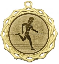 DI7003.244 Läuferin Medaille 70 mm Ø inkl. Band / Kordel | montiert