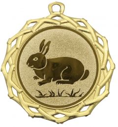DI7003.266 Kaninchen Medaille 70 mm Ø inkl. Band / Kordel | montiert