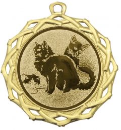 DI7003.403 Katzenzucht Medaille 70 mm Ø inkl. Band / Kordel | montiert