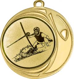 DI7006.530 Ski - Slalom Medaille 70 mm Ø inkl. Kordel / Band | montiert