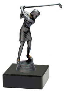 M34220 Golf - Damen Pokal-Figur mit Marmorsockel inkl. Beschriftung | 13,2 cm
