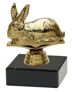 M34272 Kaninchen Pokal-Figur mit Marmorsockel inkl. Beschriftung | 11,0 cm