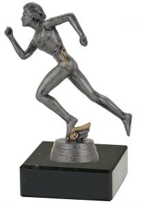 M34312 Läuferin Pokal-Figur mit Marmorsockel inkl. Beschriftung | 12,8 cm