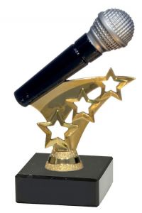 M38302 Musik - Mikrofon Pokal-Figur mit Marmorsockel inkl. Beschriftung | 12,5 cm
