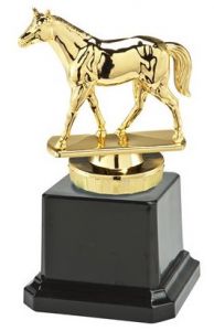 Pokal Figur Trophäe Reiten Pferd Reitturnier Keramik handbemalt 12cm hoch 