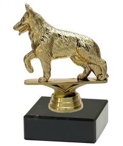 M34422 Schäferhund Pokal-Figur mit Marmorsockel inkl. Beschriftung | 12,7 cm