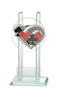 W140.2518 Skat - Poker Glaspokal/trophäe inkl. Beschriftung | 3 Größen
