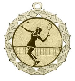 DI7003.210 Tennis Damen Medaille 70 mm Ø inkl. Band / Kordel | montiert