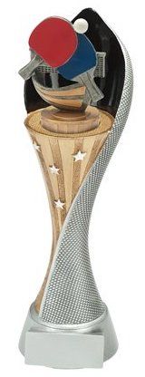 Tischtennis FG Pokal Trophäe mit Emblem 70 mm 3 Größen Resin PVC massiv 